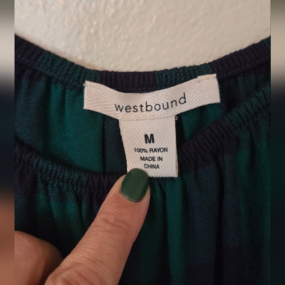 Westbound Green Plaid Top Size Medium - Picture 5 of 6